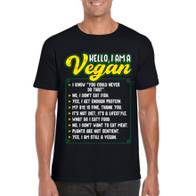 Load image into Gallery viewer, Hello I'm A Vegan | Black Tee Shirt
