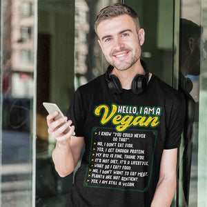 Hello I'm A Vegan | Black Tee Shirt