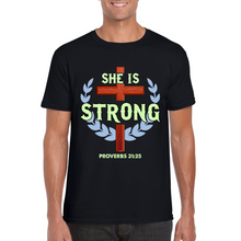 Load image into Gallery viewer, She Is Strong | Black Tee Shirt
