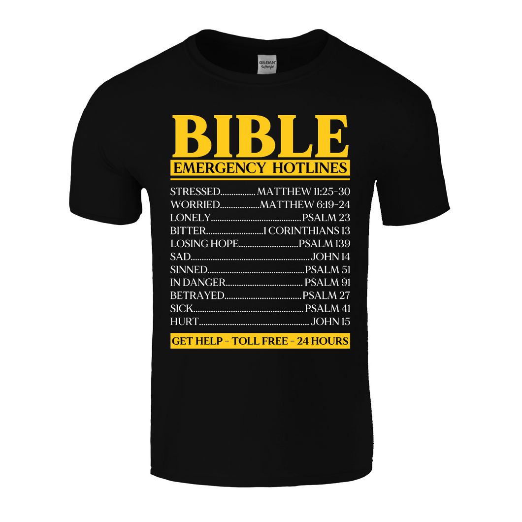Bible Hotline | Black Tee Shirt