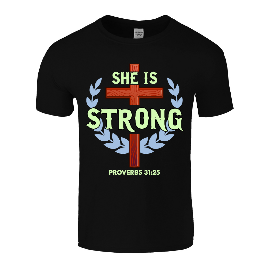 She Is Strong | Black Tee Shirt